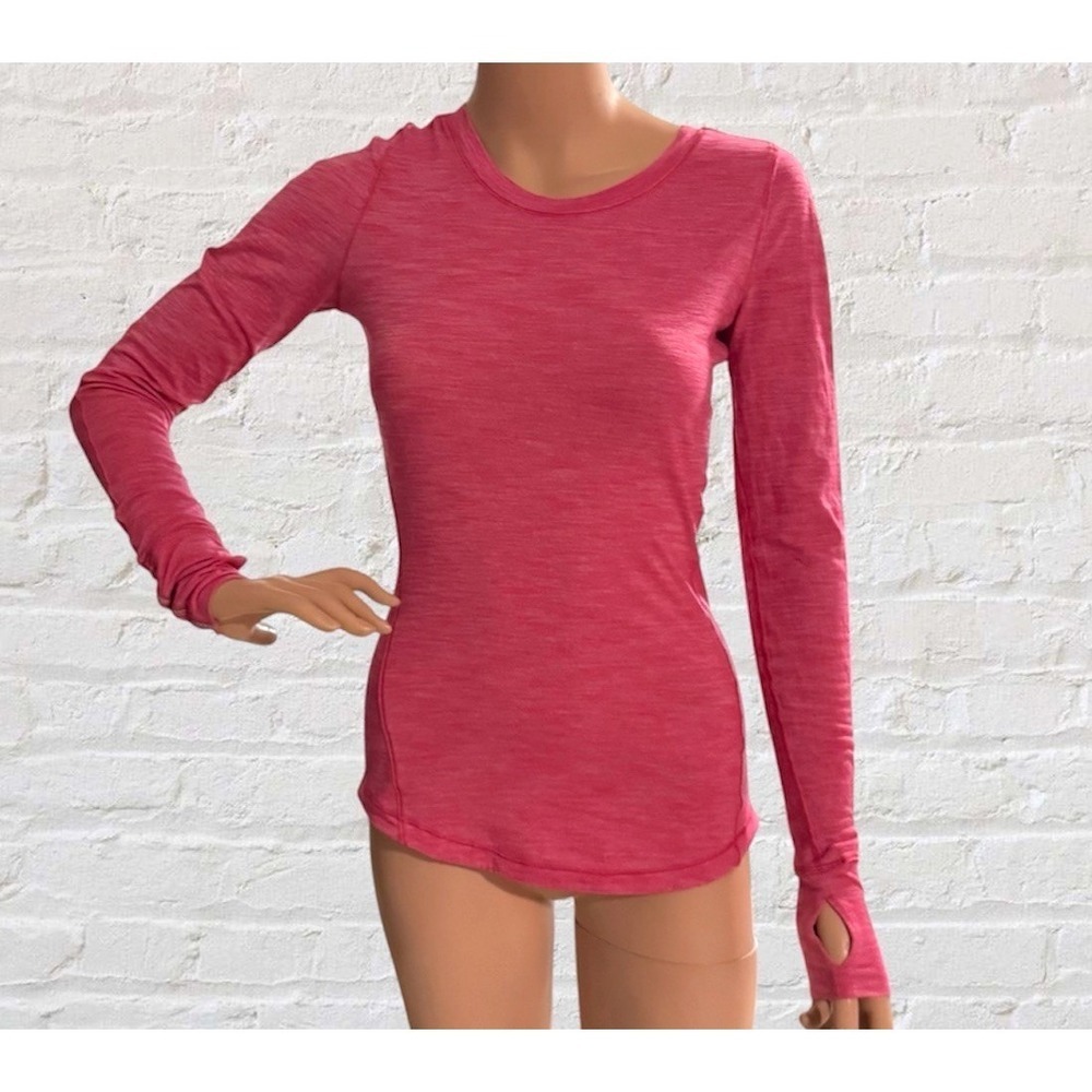 Lululemon Shirt Womens 2 Activewear 5 Mile Long Sleeve Heathered Boom Juice